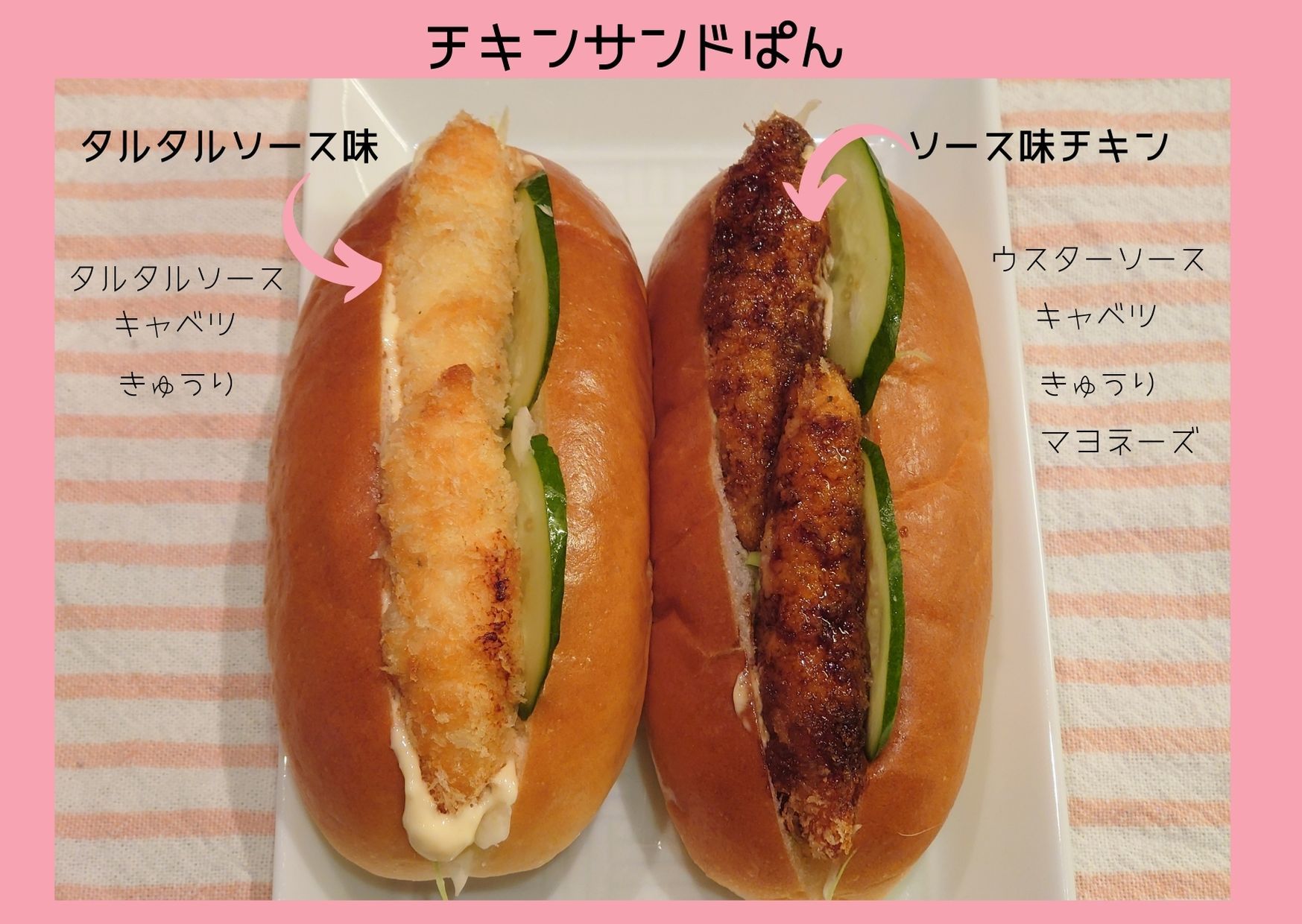 ピンク、ドーナツ・イラスト、バレンタインデーのカード